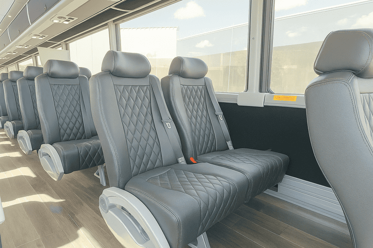 interior of Elk Grove Shuttle Bus Rentals charter bus